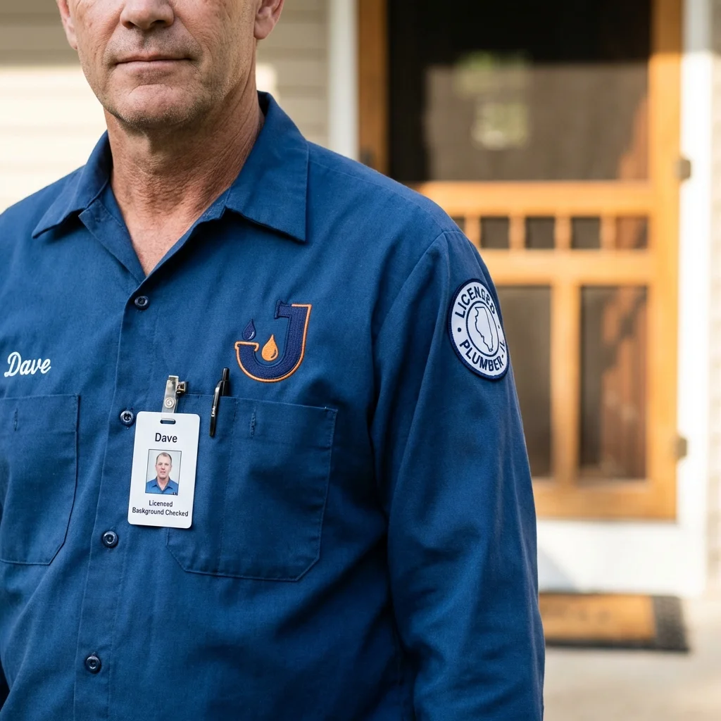 Licensed plumber showing ID badge in East Helena, MT