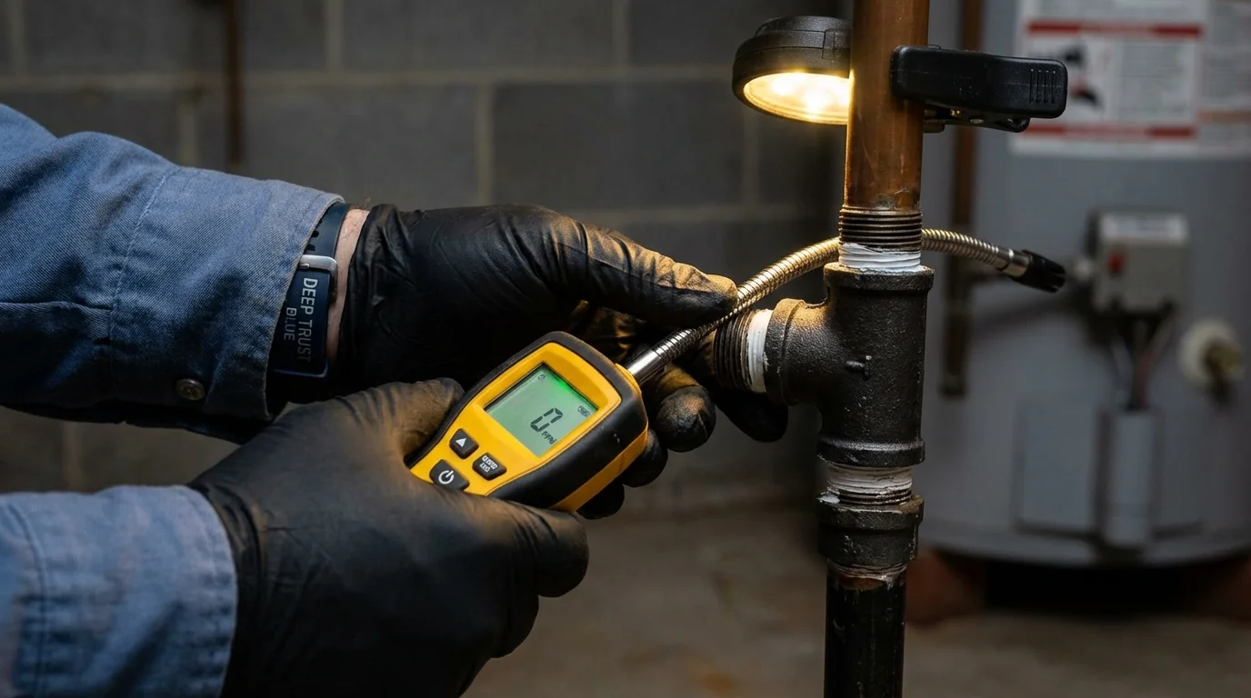 Gas leak detection with electronic sniffer by Johns Plumbing LLC in East Helena